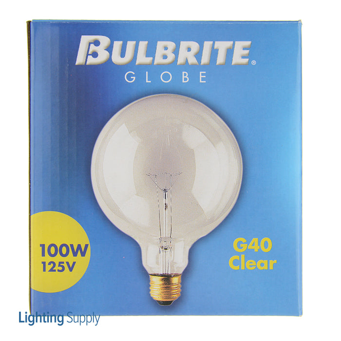 Bulbrite 100G40CL 100W G40 Globe Clear E26 125V 2700K (351100)