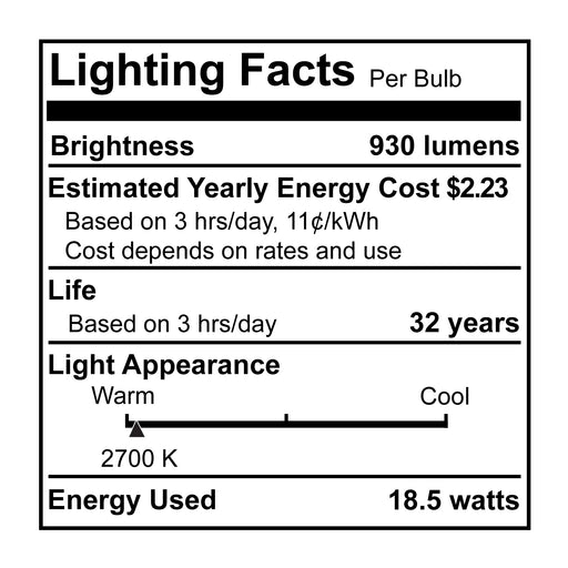Bulbrite SP30L-18-60D-927-03 SORAA 18.5W LED PAR30L 2700K Vivid 60 Degree Dimmable (777703)