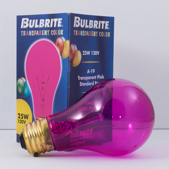 Bulbrite 25A/TP 25W A19 Party Bulb Transparent Pink E26 120V (105625)