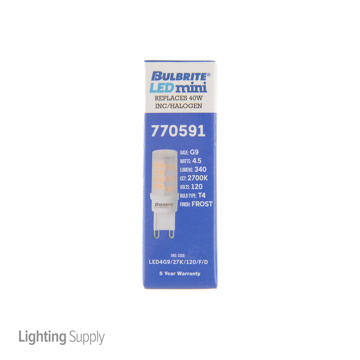 Bulbrite LED4G9/27K/120/F/D 4.5W LED G9 2700K 120V Dimmable Frost (770591)