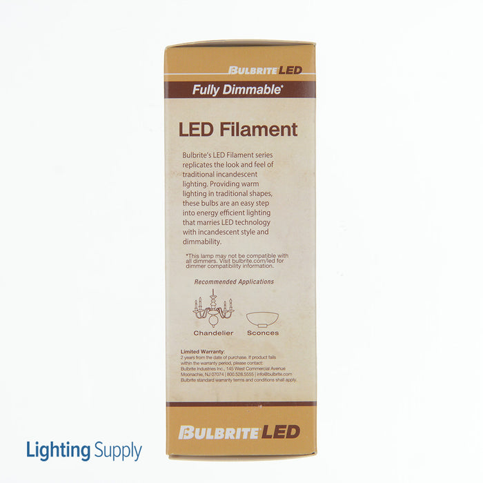 Bulbrite LED4C11/27K/FIL/SPUN/SAT 4W LED C11 2700K Filament E12 Base Satin Spunlite Fully Compatible Dimming (776590)