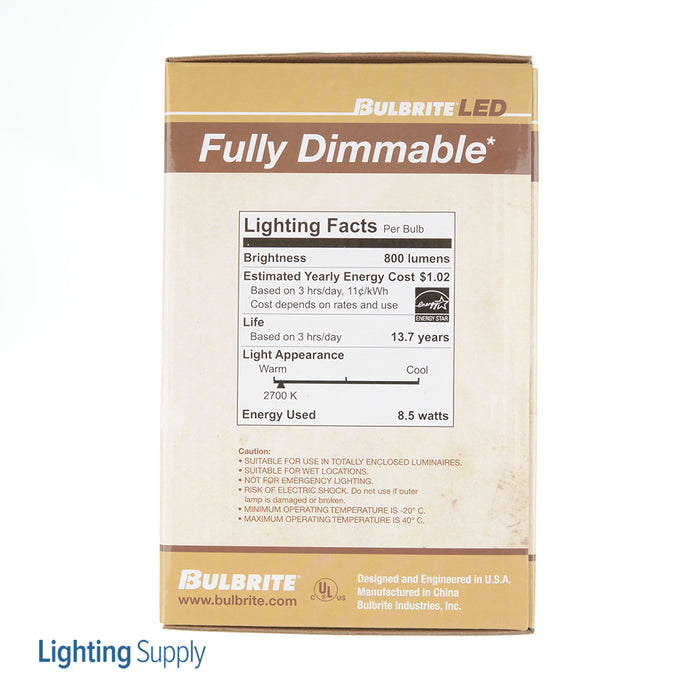 Bulbrite LED8G40/27K/FIL/3 8.5W LED G40 2700K Filament E26 Fully Compatible Dimming Clear (776878)