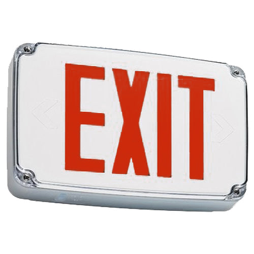 Best Lighting Products Compact Wet Location Polycarbonate Exit Sign Single Face Red Letters White Housing Battery Backup (WLEZXTEU1RWEM-CW-SDT)