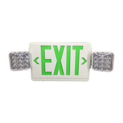 EIKO EXIT/EM-G-W Exit Sign Green With Emergency Light White Housing (11038)