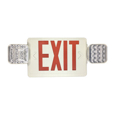 EIKO EXIT/EM-R-W Exit Sign Red With Emergency Light White Housing (11037)