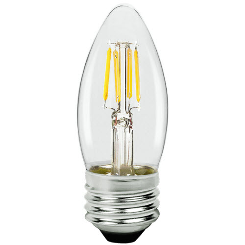 TCP LED Classic Filaments 5W B11 Dimmable 15000 Hours 60W Equivalent 5000K 500Lm E26 Base Clear 95 CRI (FB11D6050E26SCL95)
