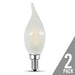 Feit Electric Filament LED 40W Equivalent Dimmable Bent Tip Candelabra Base Frost Decorative Bulb 300Lm 2700K 2-Pack (BPCFF40/827/LED/2)