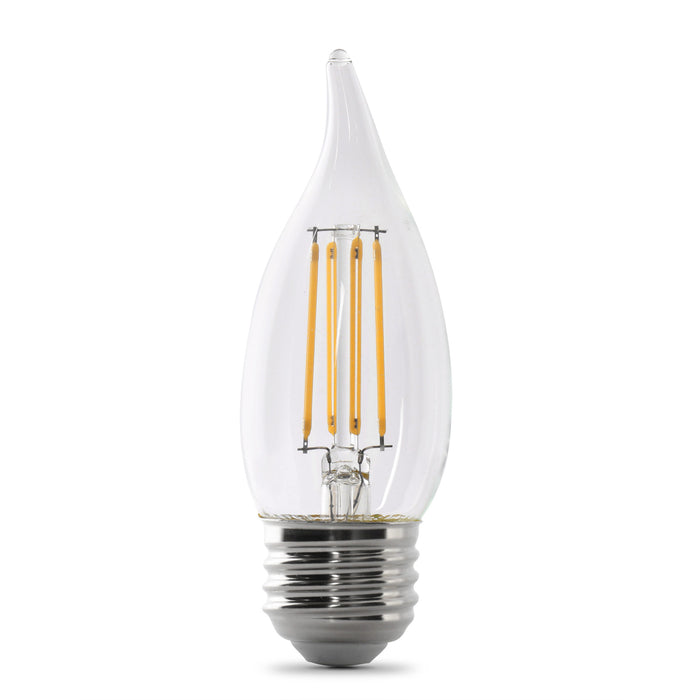 Feit Electric LED B10 60W Equivalent 500Lm Filament Clear Glass Dimmable Medium 2700K 2-Pack CEC Compliant Bulb (BPEFC60/927CA/FIL/2/RP)