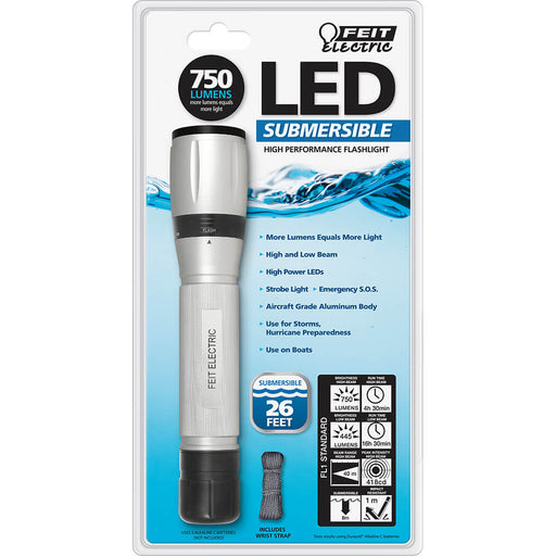 Feit Electric LED Flashlight High Performance Silver Finish Submersible 750Lm (72350)