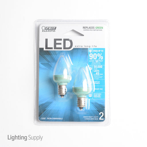 Feit Electric LED Green Nightlight Replacement Bulbs 2-Pack (BPC7/G/LEDG2/2)