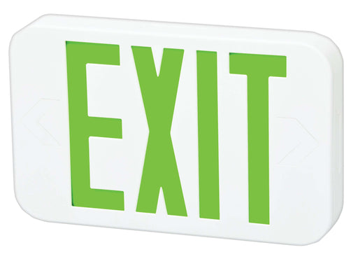 Fulham Firehorse Emergency Exit Sign Mini LED White Housing Green Letters Battery Backup (FHEX20WGEM)