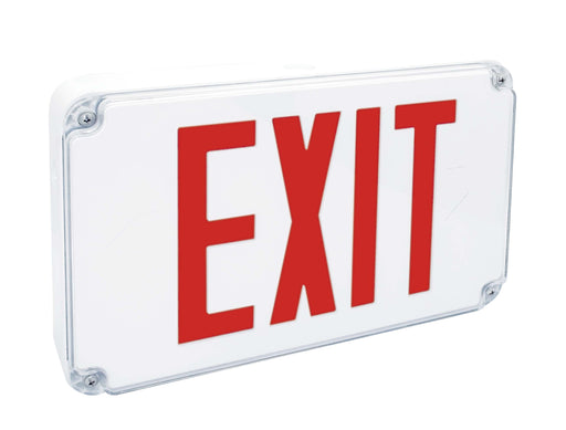 Fulham Firehorse Emergency Exit Sign Slim Wet Location Sign Red Letters (FHEX26R)