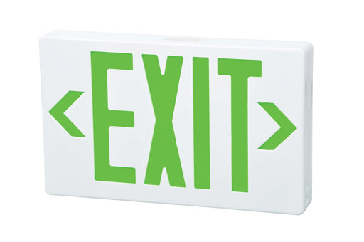 Fulham Firehorse Emergency Exit Sign Thin Profile LED White Housing Green Letters Battery Backup (FHEX21WGEM)