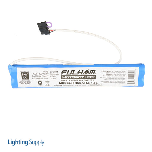 Fulham Hotspot 2 Battery Pack LiFePO4 (Lithium Iron) 6 Cells 3 Amp Hours Equals 16W Maximum Load For 90 Minutes Linear Profile (FHSBATL6-1.5L)