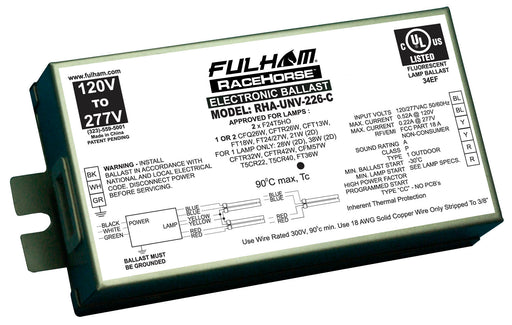 Fulham Racehorse A Compact Fluorescent Ballast Universal Voltage (PS) For 1 Or 2X26W Compact Fluorescent C Model (RHA-UNV-226-C)