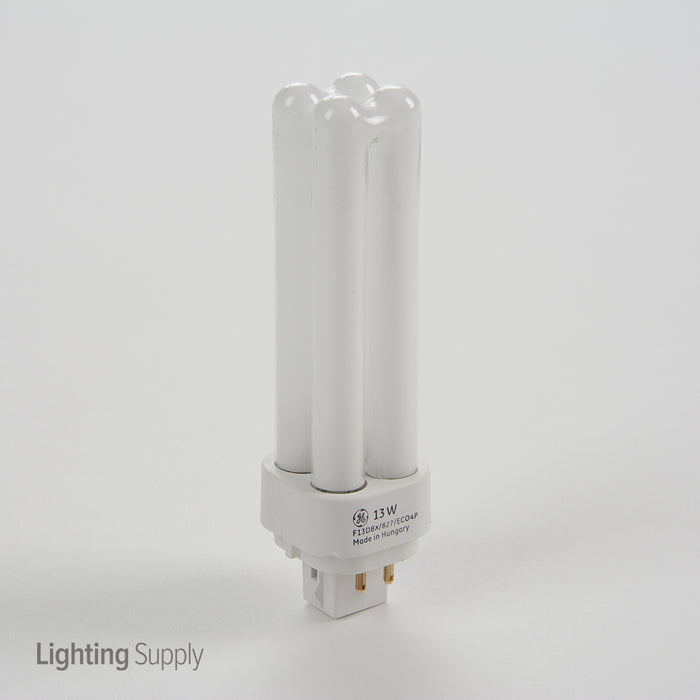 GE F13DBX/827/ECO4P 13W T4 Quad Tube Compact Fluorescent 2700K 82 CRI 4-Pin G24Q-1 Plug-In Base Bulb (97594)