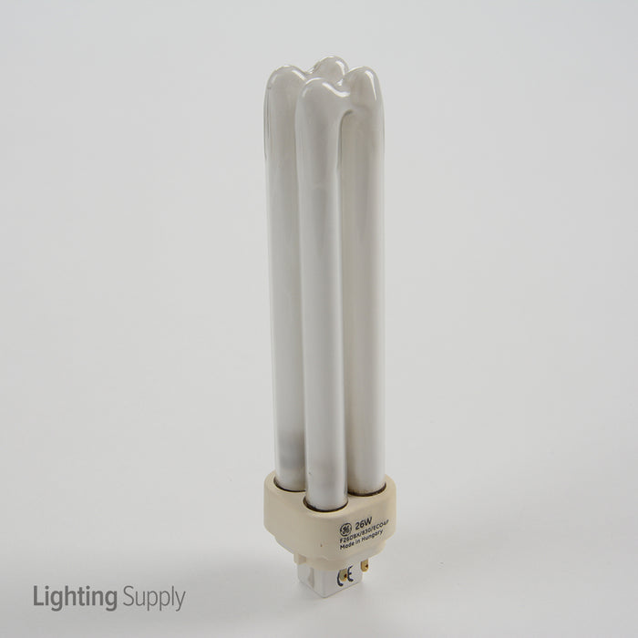 GE F26DBX/830/ECO4P 26W T4 Quad Tube Compact Fluorescent 3000K 82 CRI 4-Pin G24Q-3 Plug-In Base Bulb (97611)