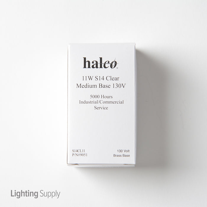 Halco S14CL11 11W Incandescent S14 130V Medium E26 Base Dimmable Clear Bulb (9051)