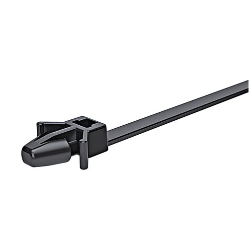 HellermannTyton 1-Piece Cable Tie/Arrowhead Mount With Wings 8 Inch Long 50 Pounds 0.24-0.26 Inch Mounting Hole PA66HS Black 100 Per Bag (126-00074)