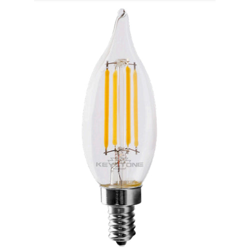 Keystone 60W Equivalent 5.5W 500Lm CA11 LED Bulb E12 90 CRI Dimmable 2700K Clear (KT-LED5.5FCA11-E12-927-C)