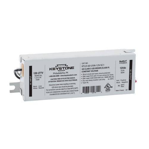 Keystone LED Driver 60W Maximum 12V Output Normal Power Factor (KTLD-60-UVN-12V-SC1)