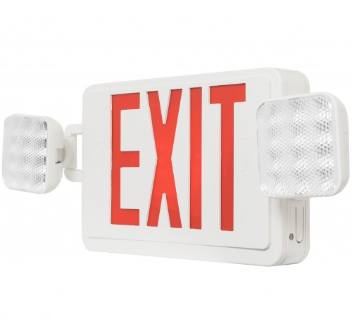 Westgate Manufacturing LED Emergency Exit Combination 3.8W 5000K White Red Lettering Universal Single/Double 120-277V EM Backup (XT-CL-RW-EM)