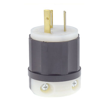 Leviton 15 Amp 250V NEMA L6-15P 2P 3W Locking Plug Industrial Grade Grounding Black-White (4570-C)
