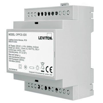 Leviton 20A CE Power Pack For Occupancy Sensors Auto On Manual On Local Switch Latching Relay Line Voltage Input DIN Rail Mount Module (OPPCE-D0)