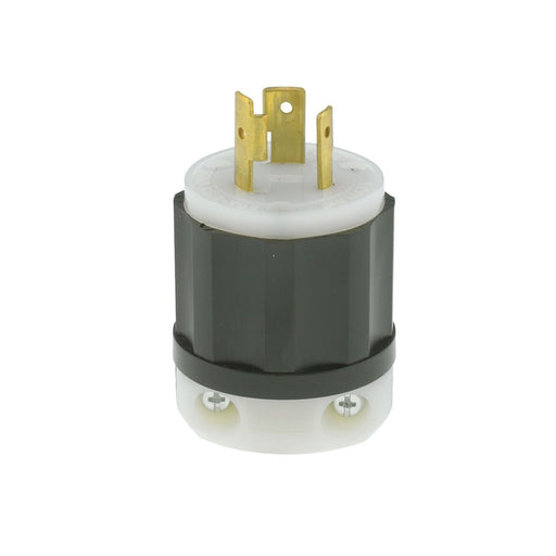 Leviton 20 Amp 250V NEMA L6-20P 2P 3W Locking Plug Industrial Grade Grounding Black-White (2321)