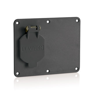 Leviton 1 1.56 Inch Diameter Single Receptacle With Weather-Resistant Flip Lid 1 Blank Cover Plate Black (3261W-E)