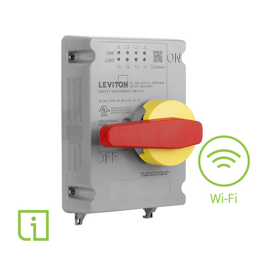 Leviton 30/32A Non-Fused Disconnect Switch Replacement Cover Inform Technology Local And Remote Monitoring Via Wi-Fi - Powerswitch (LDS30-RCC)