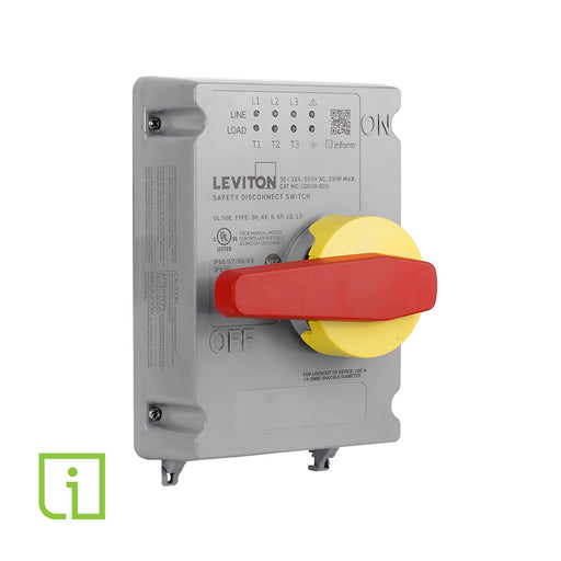 Leviton 30/32A Non-Fused Disconnect Switch Replacement Cover With Local Monitoring Inform Technology - Powerswitch (LDS30-RCS)