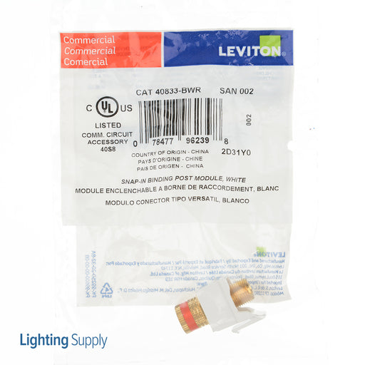 Leviton Binding Post QuickPort Connector Red Stripe White Housing (40833-BWR)