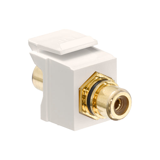 Leviton RCA Feedthrough QuickPort Connector Gold-Plated Black Stripe Light Almond Housing (40830-BTE)