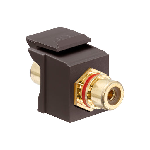 Leviton RCA Feedthrough QuickPort Connector Gold-Plated Red Stripe Brown Housing (40830-BBR)
