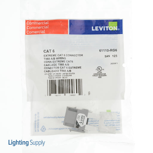 Leviton Extreme CAT6 QuickPort Connector Gray (61110-RG6)