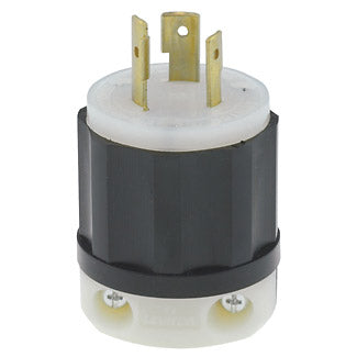 Leviton 20 Amp 480V NEMA L8-20P 2P 3W Locking Plug Industrial Grade Grounding Black-White (2341)