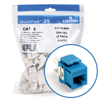 Leviton Extreme CAT6 QuickPort Connector Quickpack 25-Pack Blue (61110-BL6)