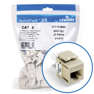 Leviton Extreme CAT6 QuickPort Connector Quickpack 25-Pack Ivory (61110-BI6)