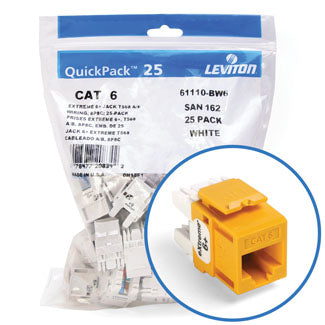 Leviton Extreme CAT6 QuickPort Connector Quickpack 25-Pack Yellow (61110-BY6)