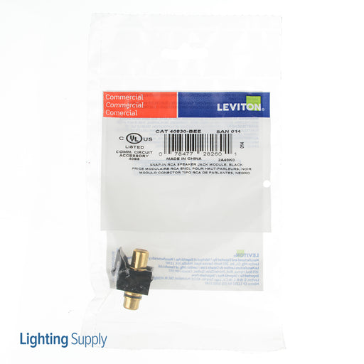 Leviton RCA Feedthrough QuickPort Connector Gold-Plated Black Stripe Black Housing (40830-BEE)