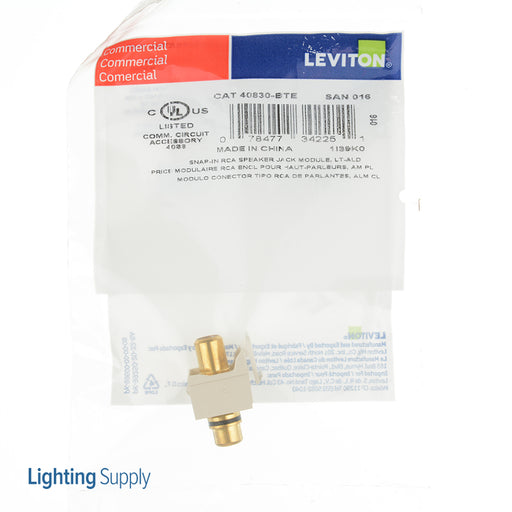 Leviton RCA Feedthrough QuickPort Connector Gold-Plated Black Stripe Light Almond Housing (40830-BTE)