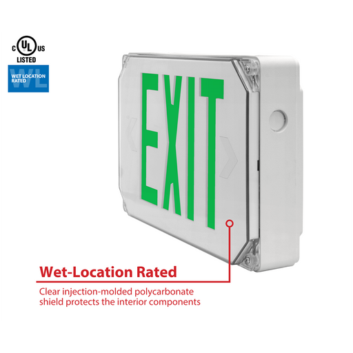 NICOR LED Outdoor Emergency Exit Sign Green Lettering K 2.74W 120/277V (EXL51UNVWHG2)