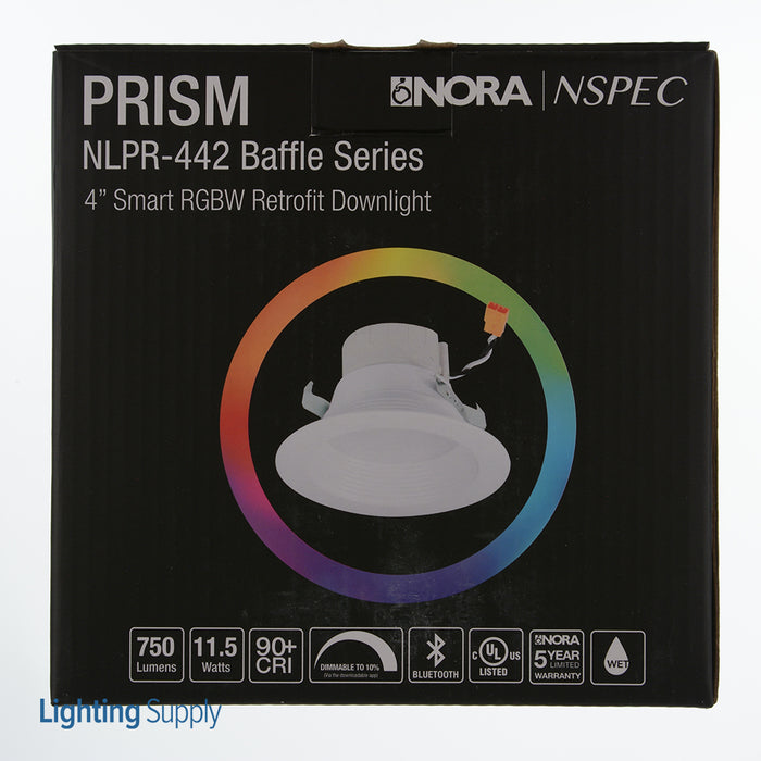 Nora 11.5W LED 2700K-4000K Adjustable 120V 750Lm 90 CRI Dimmable Prism Smart Technology 4 Inch Bronze Downlight Retrofit With Baffle Trim (NLPR-442RGBW/BZBZ)