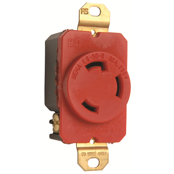 Pass And Seymour Turnlok Receptacle Single Red 3-Way 30A 250 (L630RR)
