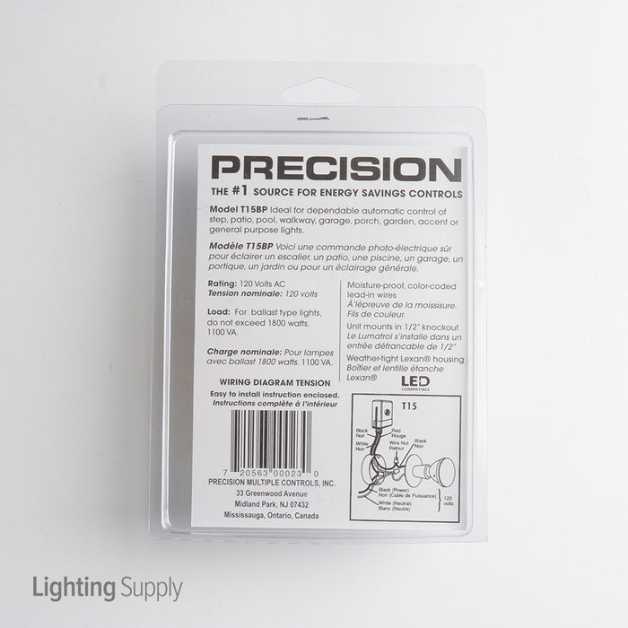 Precision 120V Fixed Nipple Photocell-1800W Maximum (T15BP)
