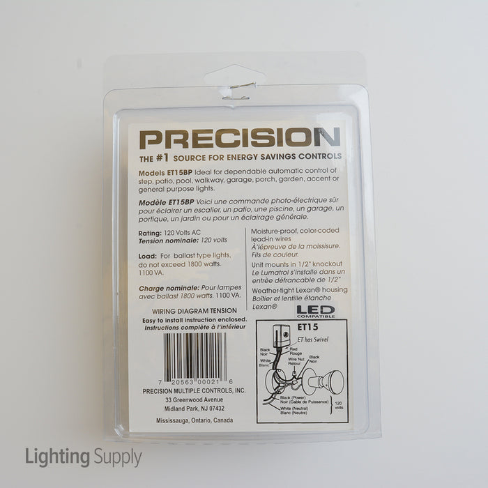 Precision 120V Pencil Photocell-1800W Maximum (ET15BP)