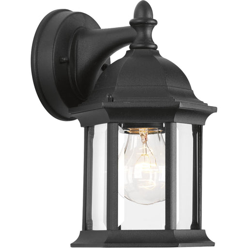 Progress Lighting HomeStyle Collection One-Light Small Outdoor Wall Lantern Maximum (1) 100W A19 Medium Base Lamp 120V Black/Clear Glass Panels (HS71012-31)