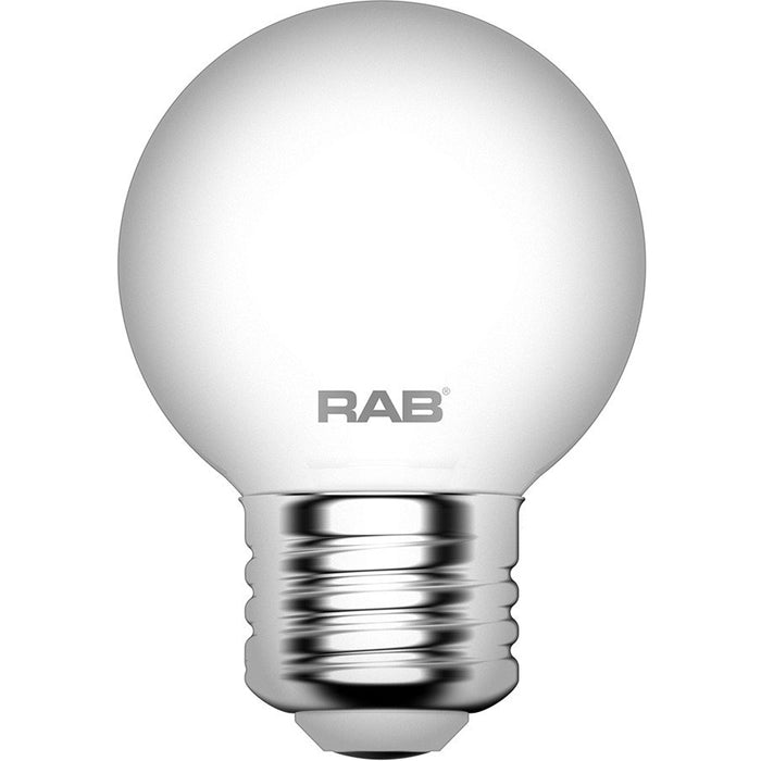 RAB Filament G16.5 3.8W 40W Equivalent 350Lm E26 90 CRI 2700K Dimmable Frosted (G16.5-3-E26-927-F-F)