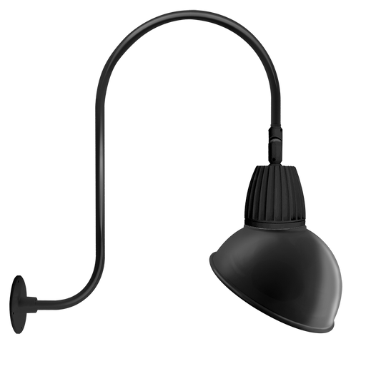 RAB Gooseneck Style3 13W Warm LED 15 Inch Angled Dome Shade Black (GN3LED13YADB)